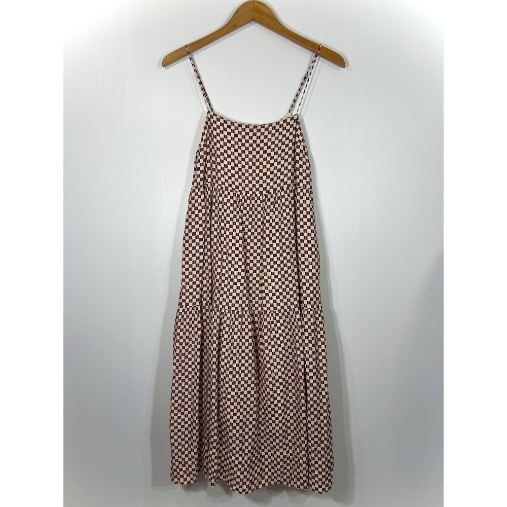 Abercrombie & Fitch Tiered Trapeze Midi Dress Size XS Checkered Pockets *FLAW* - Picture 2 of 14